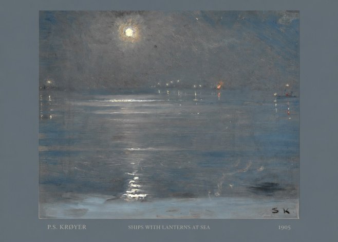 P.S. Krøyer Ships with Lanterns at Sea No6 - Poster