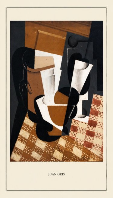 Juan Gris Cubist Still Life with Glass and Tablecloth No4 - Poster