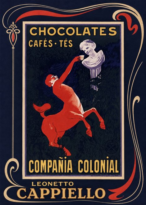 Leonetto Cappiello Chocolates, Cafés, Tés - Compañía Colonial No1 - Poster
