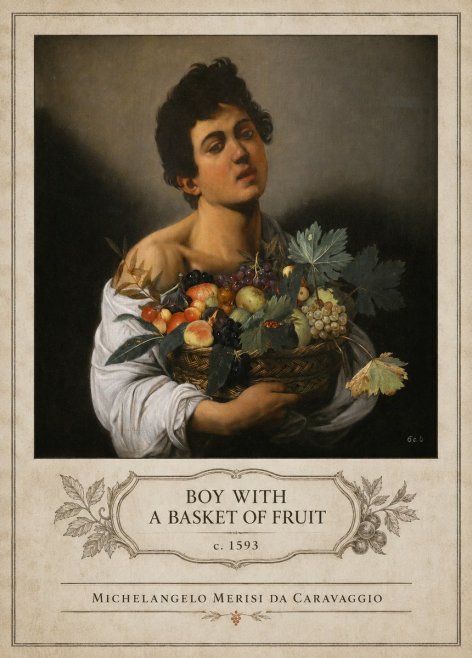 Michelangelo Merisi da Caravaggio Boy with a Basket of Fruit No4 - Poster