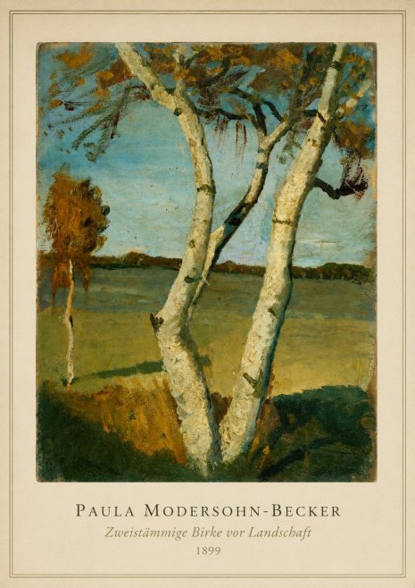 Paula Modersohn-Becker Zweistämmige Birke Vor Landschaft No3 - Poster