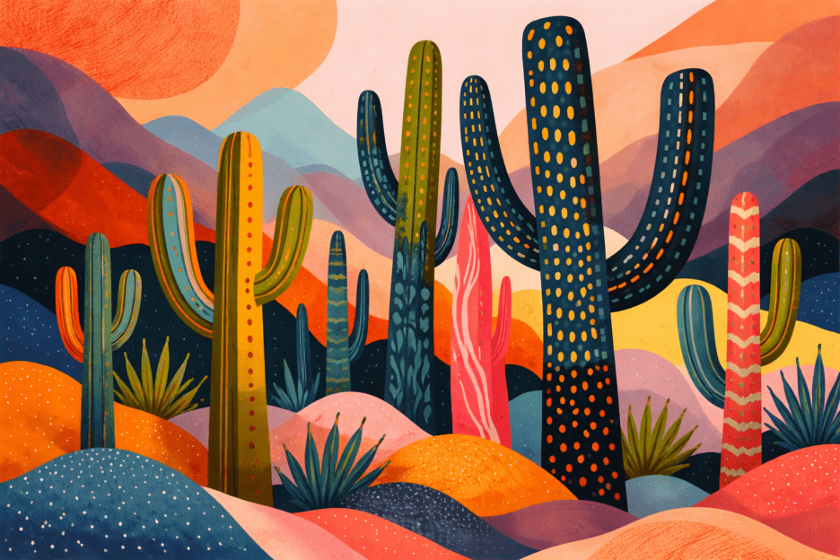 Sunset Horizon Cacti