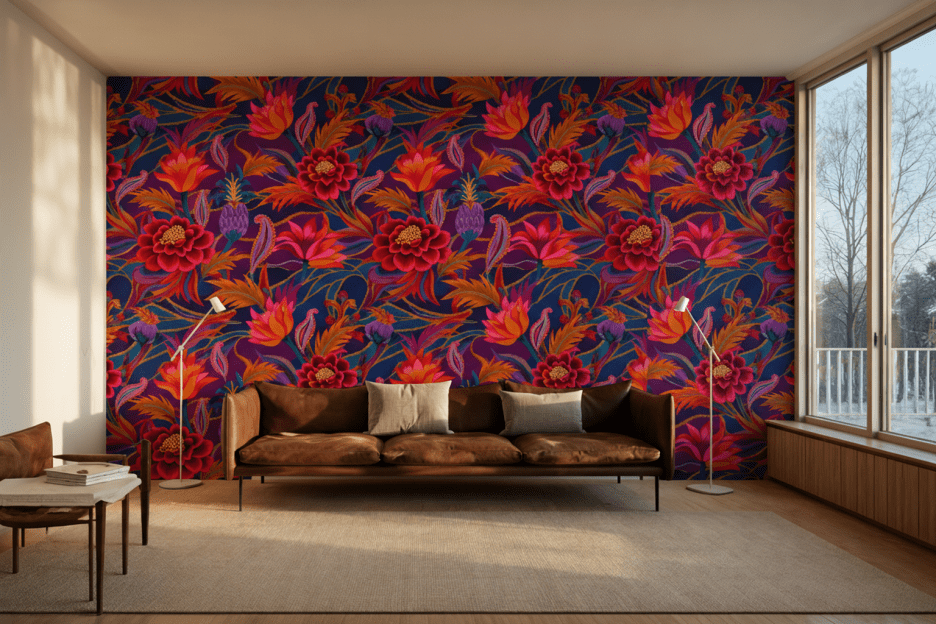 Vivid Blossom Tapestry