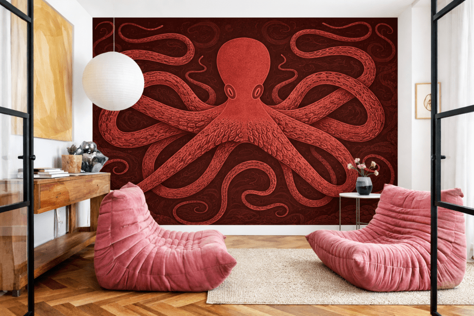 Crimson Octopus Embrace
