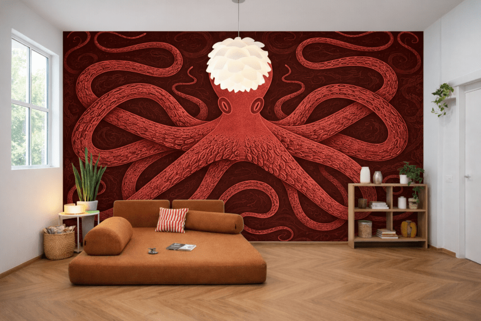 Crimson Octopus Embrace