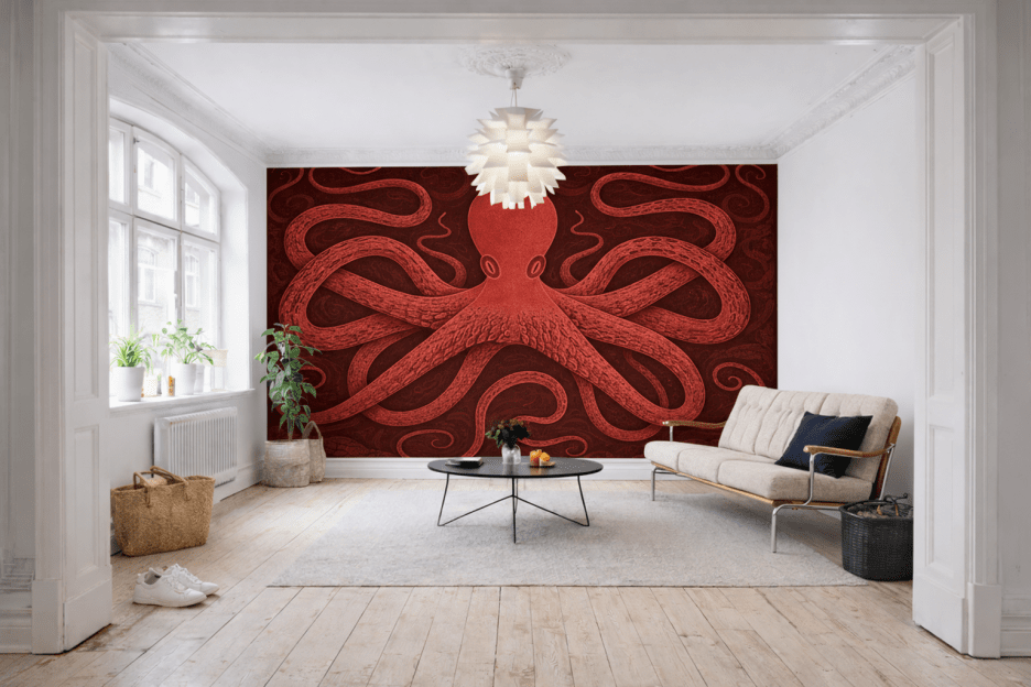 Crimson Octopus Embrace