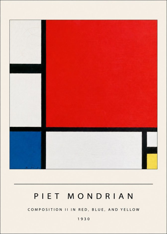 Piet Mondrian Composition Ii in Red, Blue, and Yellow No4 - Poster
