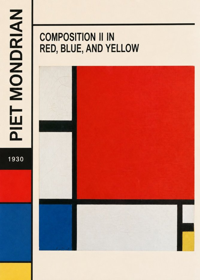 Piet Mondrian Composition Ii in Red, Blue, and Yellow No6 - Poster
