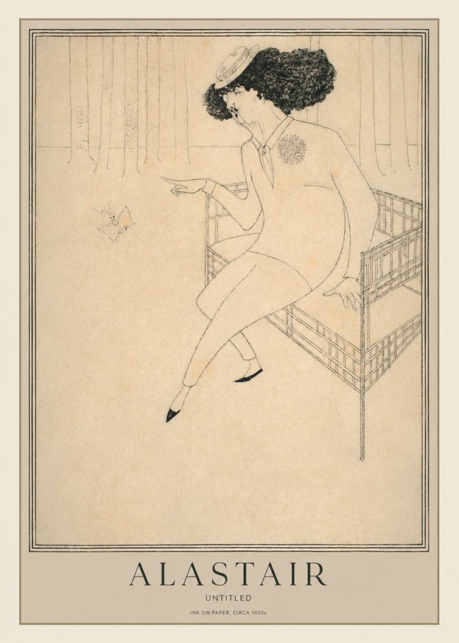 Alastair Lady with Butterfly No2 - Poster