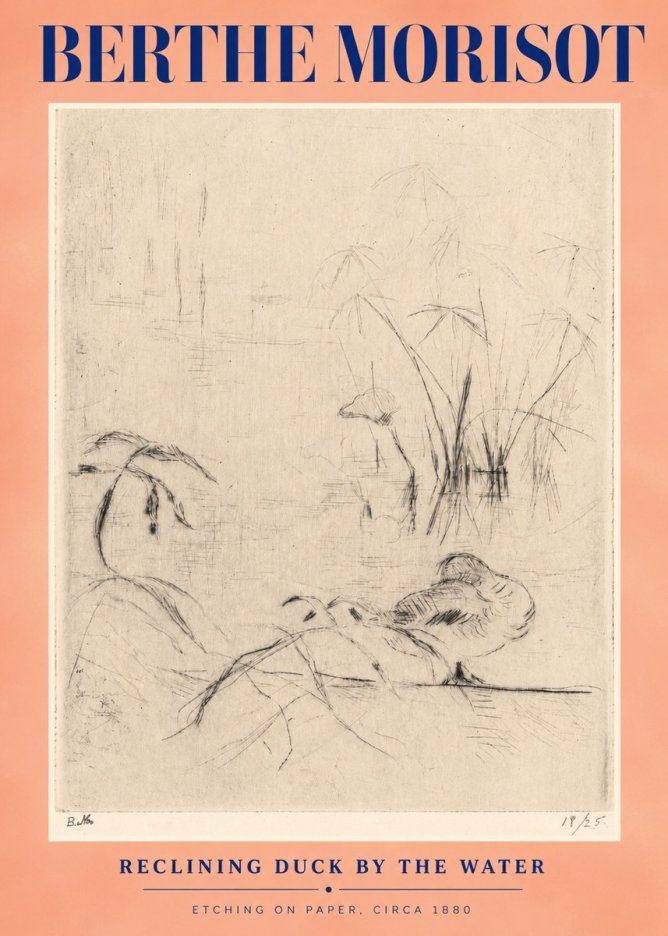 Berthe Morisot Reclining Duck by the Water No3 - Poster