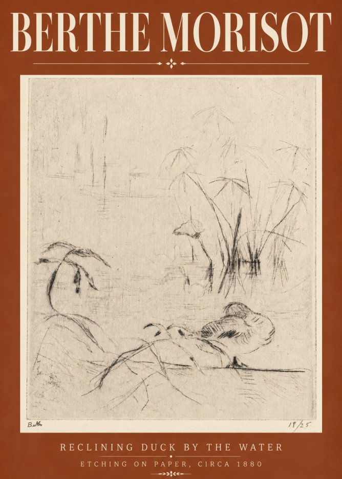 Berthe Morisot Reclining Duck by the Water No6 - Poster