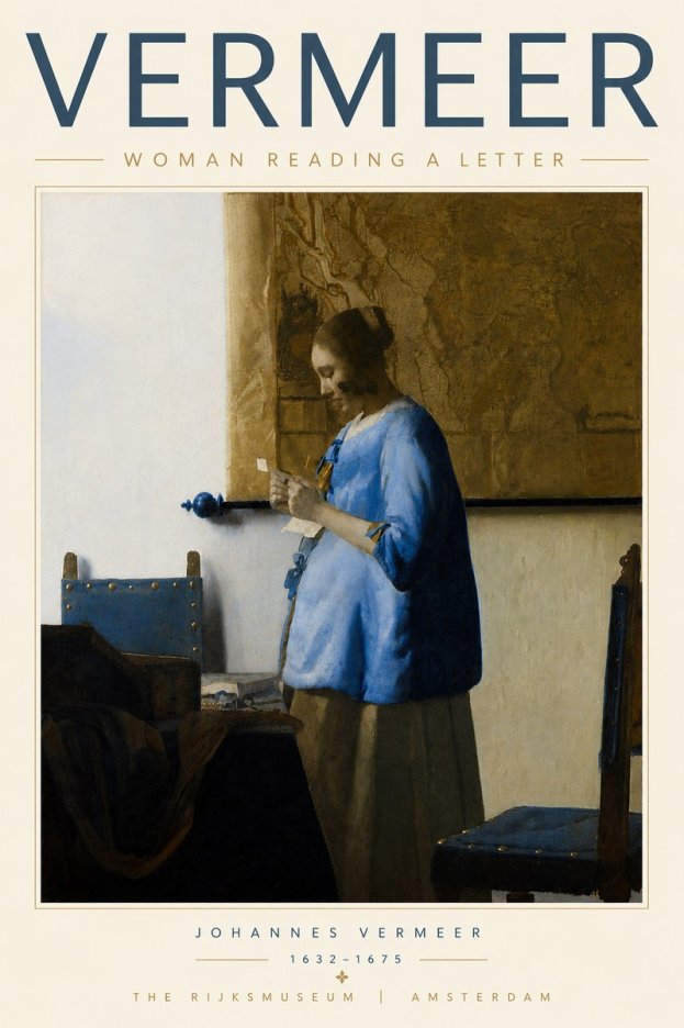 Vermeer Woman Reading a Letter No5 - Poster