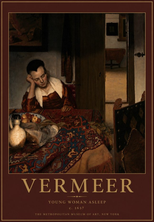 Vermeer Young Woman Asleep No5 - Poster
