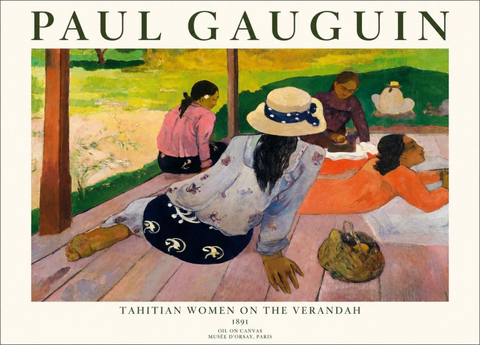 Paul Gauguin Tahitian Women on the Verandah No1 - Poster