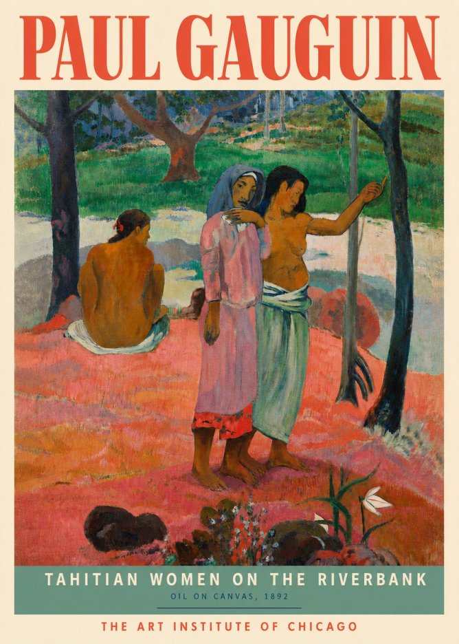 Paul Gauguin Tahitian Women on the Riverbank No3 - Poster