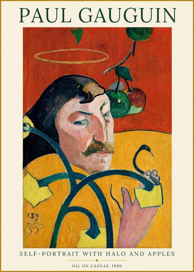 Paul Gauguin Self-portrait with Halo and Apples No1 - Poster