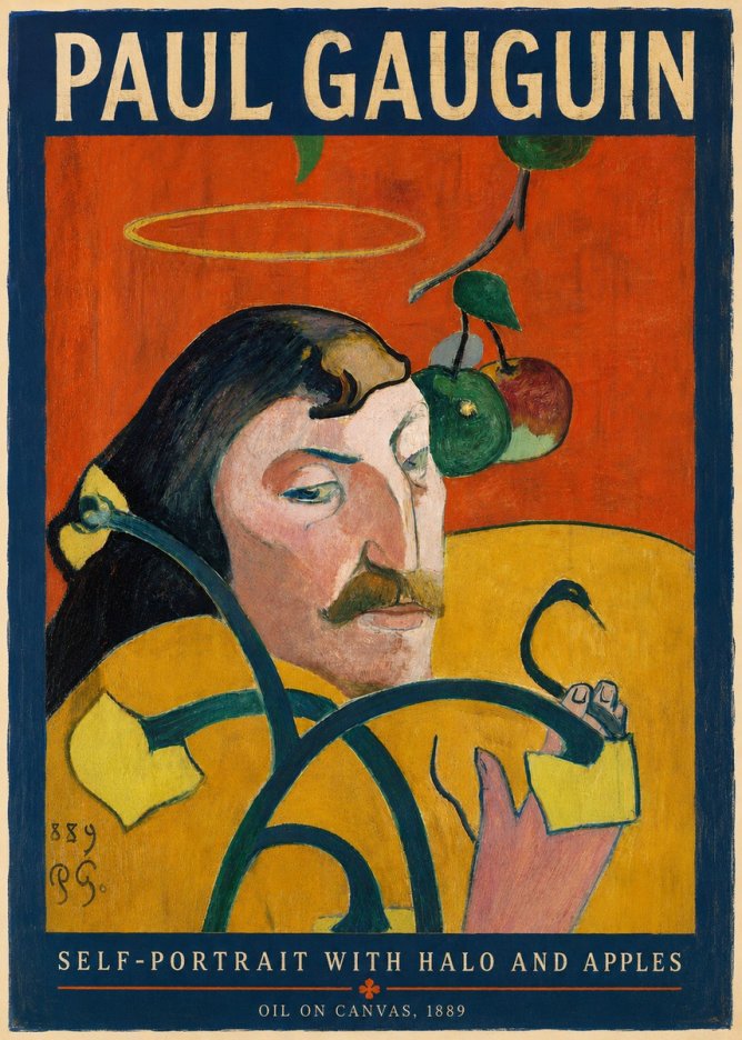 Paul Gauguin Self-portrait with Halo and Apples No4 - Poster