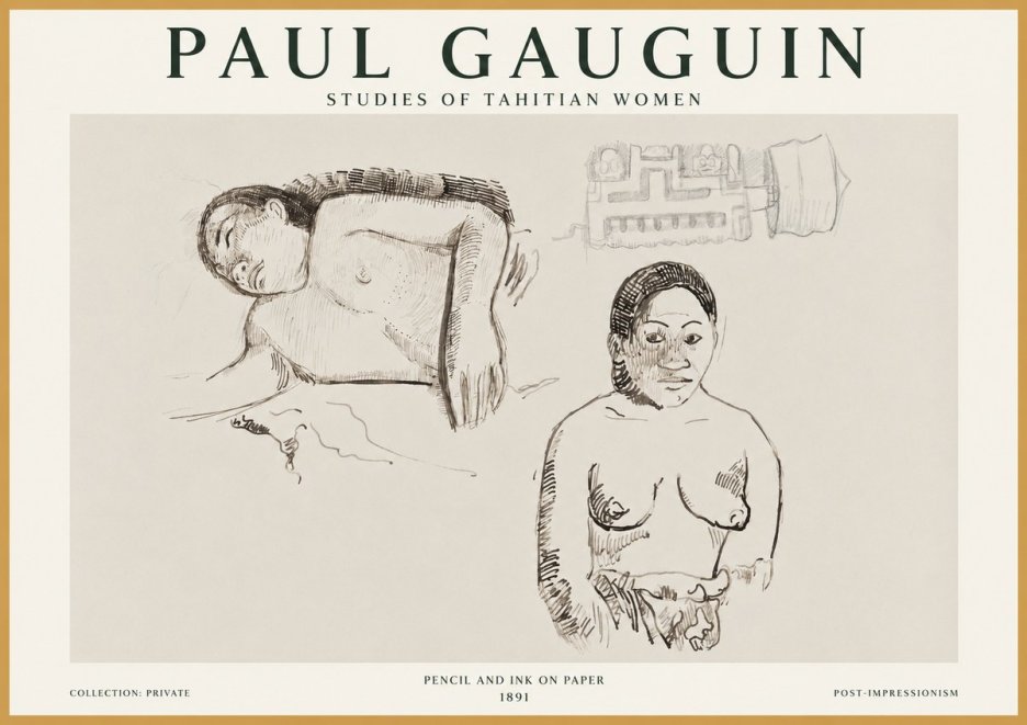 Paul Gauguin Studies of Tahitian Women No1 - Poster