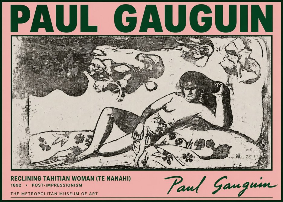 Paul Gauguin Reclining Tahitian Woman (Te Nanahi) No4 - Poster