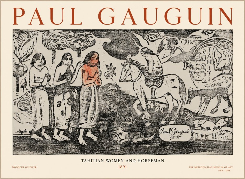 Paul Gauguin Tahitian Women and Horseman No1 - Poster