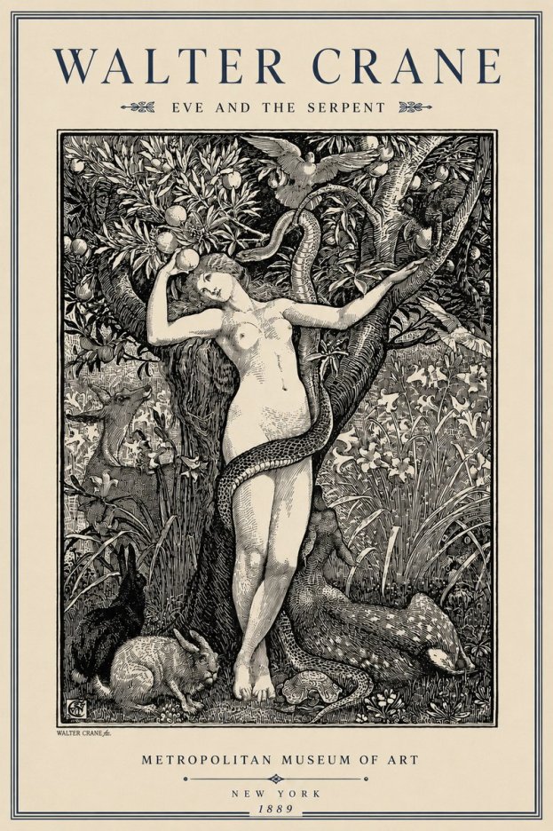 Walter Crane Eve and the Serpent No3 - Poster