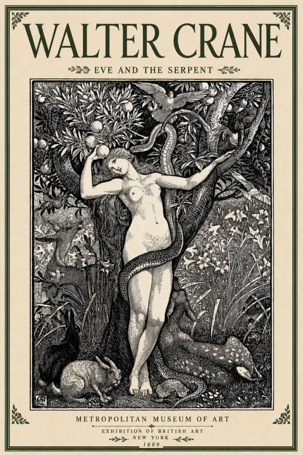 Walter Crane Eve and the Serpent No5 - Poster