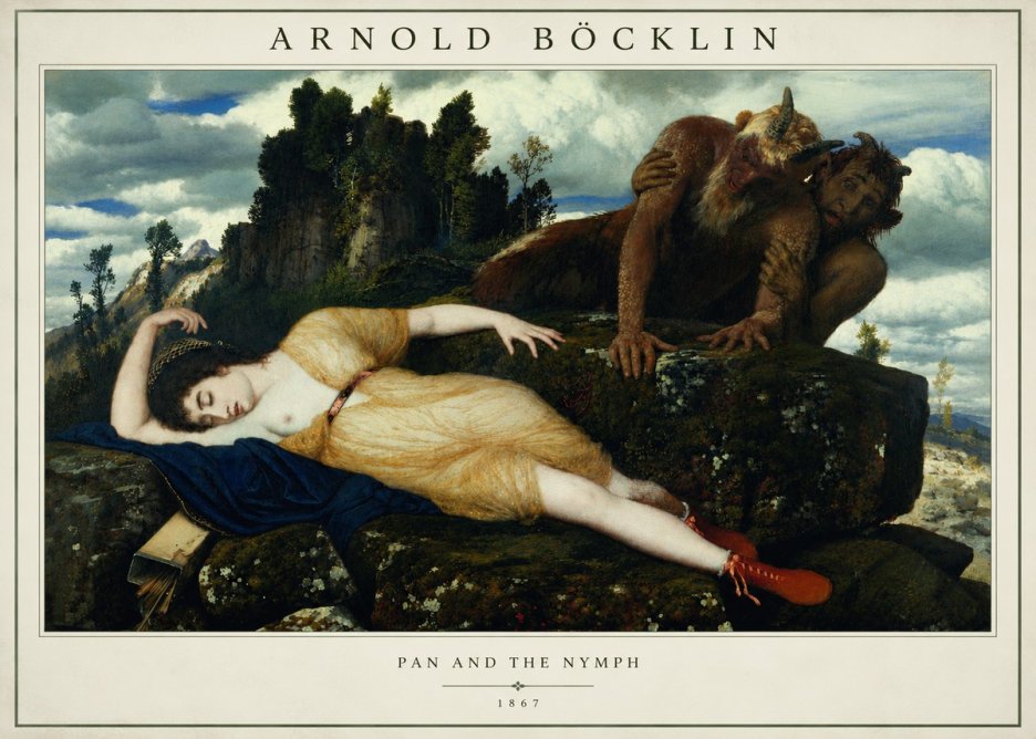 Arnold Böcklin Pan and the Nymph No2 - Poster