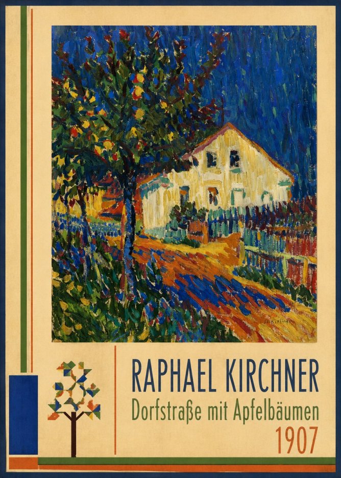 Raphael Kirchner Dorfstraße Mit Apfelbäumen No2 - Poster
