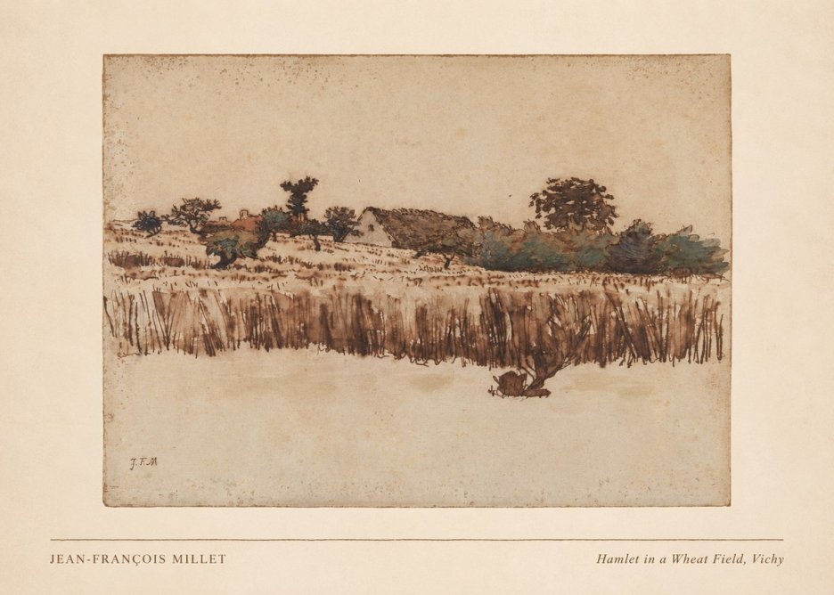 Jean-François Millet Hamlet in a Wheat Field, Vichy No3 - Poster