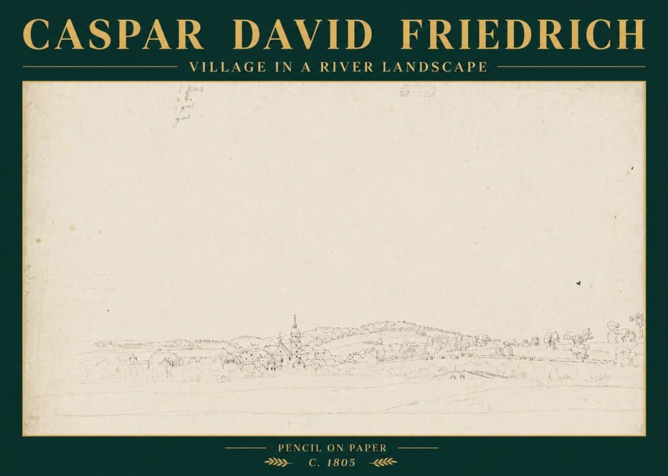 Caspar David Friedrich Village in a River Landscape No6 - Poster