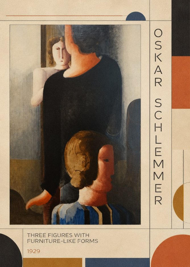 Oskar Schlemmer Three Figures with Furniture-like Forms No2 - Poster