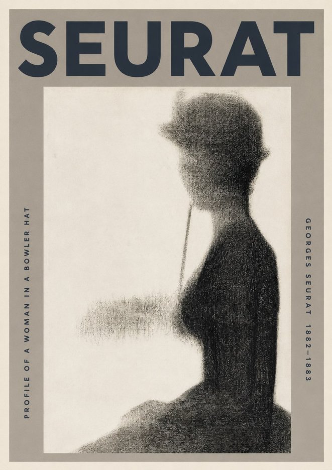 Seurat Profile of a Woman in a Bowler Hat No3 - Poster