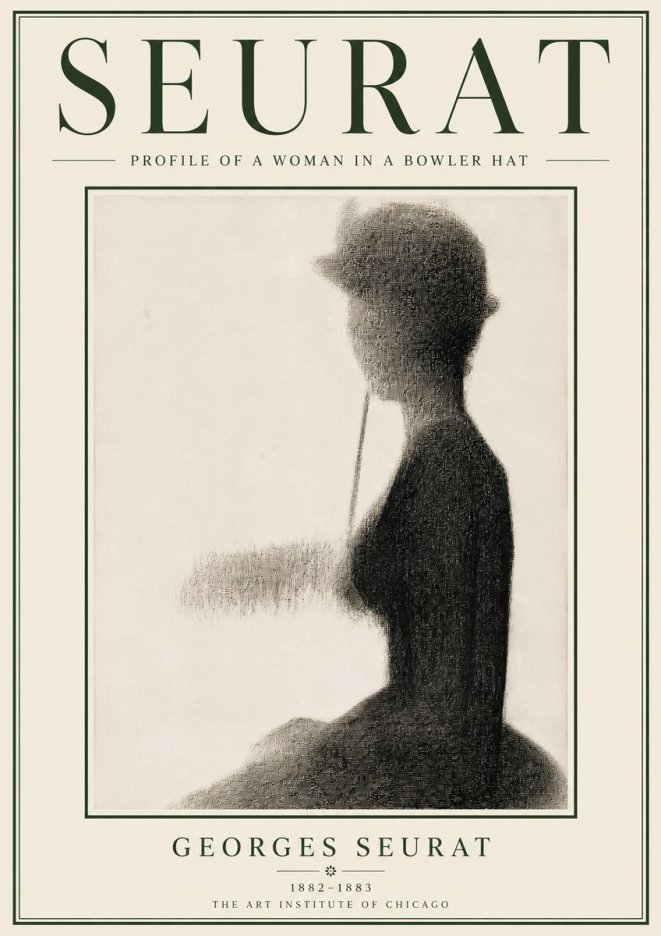 Seurat Profile of a Woman in a Bowler Hat No6 - Poster