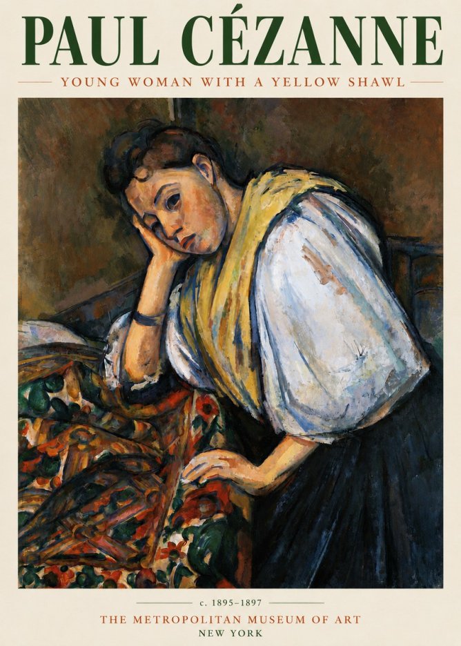 Paul Cézanne Young Woman with a Yellow Shawl No3 - Poster