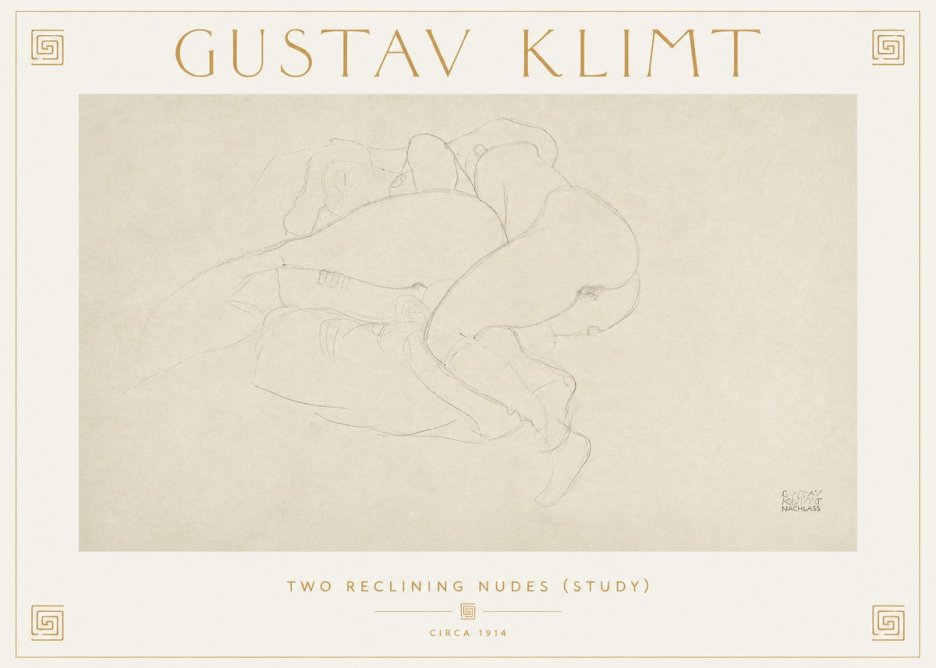 Klimt Two Reclining Nudes (Study) No2 - Poster