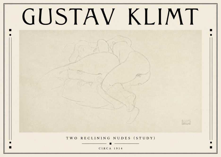 Klimt Two Reclining Nudes (Study) No3 - Poster