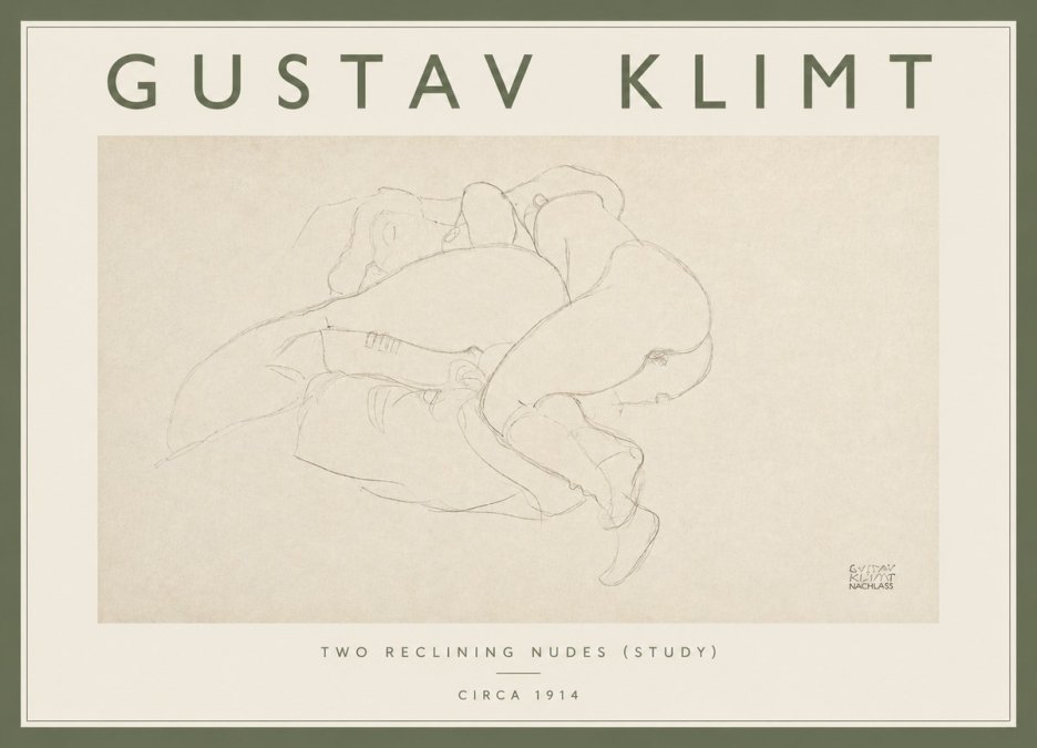 Klimt Two Reclining Nudes (Study) No4 - Poster