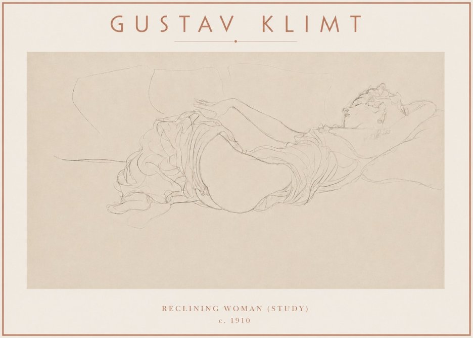 Klimt Reclining Woman (Study) No3 - Poster