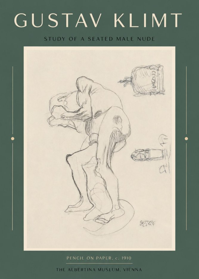 Klimt Study of a Seated Male Nude No2 - Poster