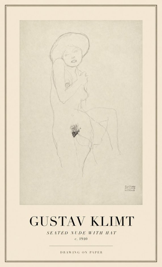Klimt Seated Nude with Hat No1 - Poster