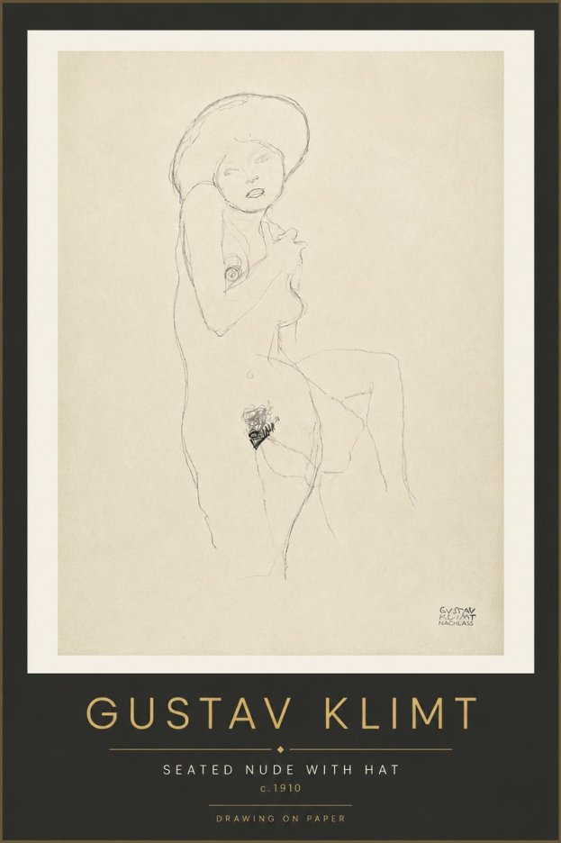 Klimt Seated Nude with Hat No4 - Poster