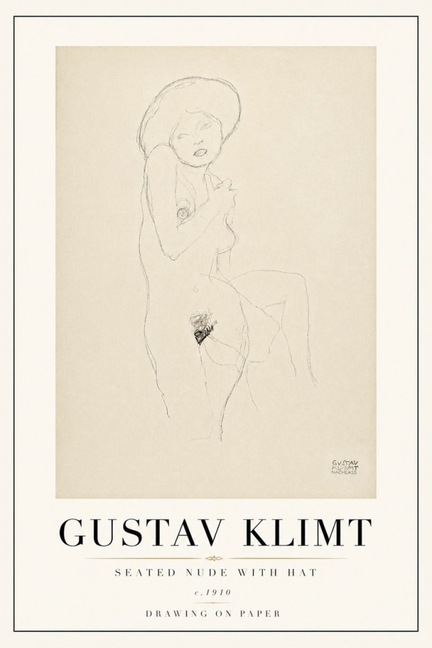 Klimt Seated Nude with Hat No6 - Poster