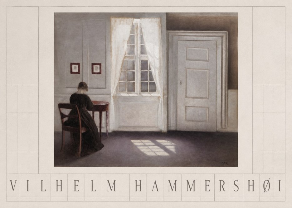 Vilhelm Hammershøi Interior with a Woman from the Back No3 - Poster