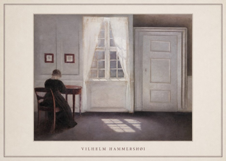 Vilhelm Hammershøi Interior with a Woman from the Back No4 - Poster