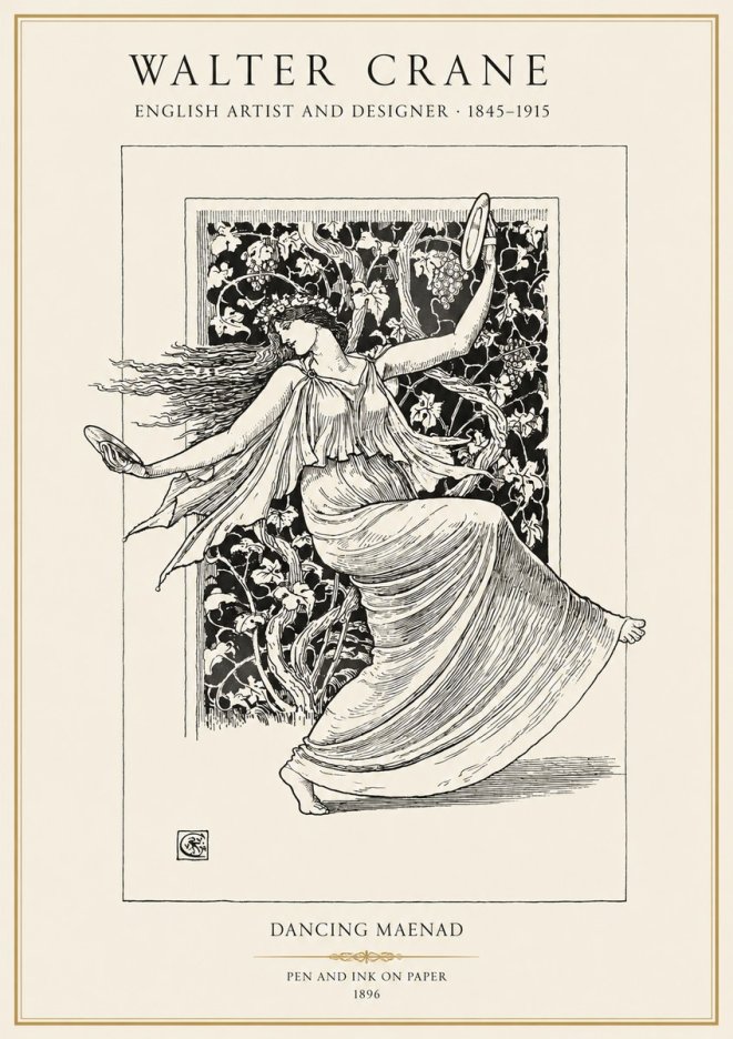 Walter Crane Dancing Maenad No1 - Poster