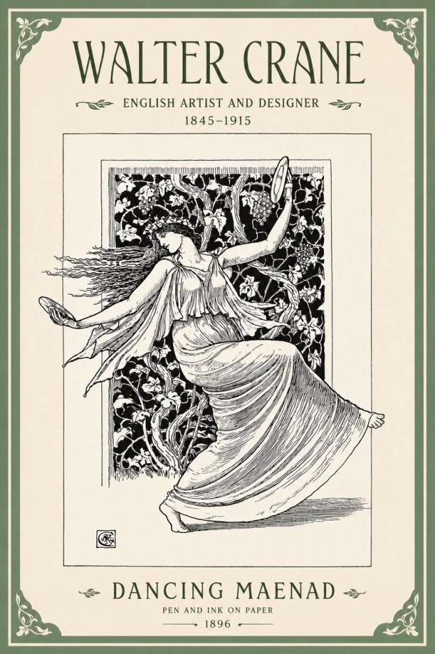 Walter Crane Dancing Maenad No4 - Poster