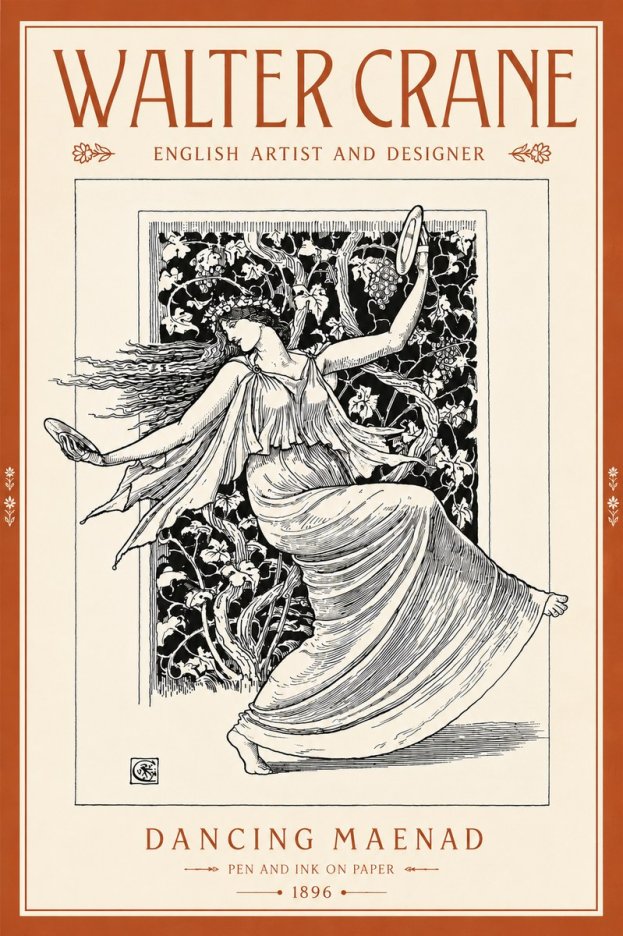 Walter Crane Dancing Maenad No5 - Poster