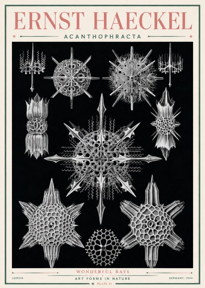 Ernst Haeckel Acanthophracta - Wonderful Rays No3 - Poster
