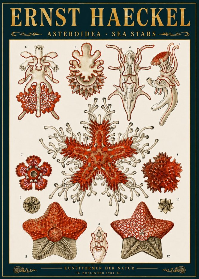 Ernst Haeckel Asteroidea. Sea Stars No6 - Poster