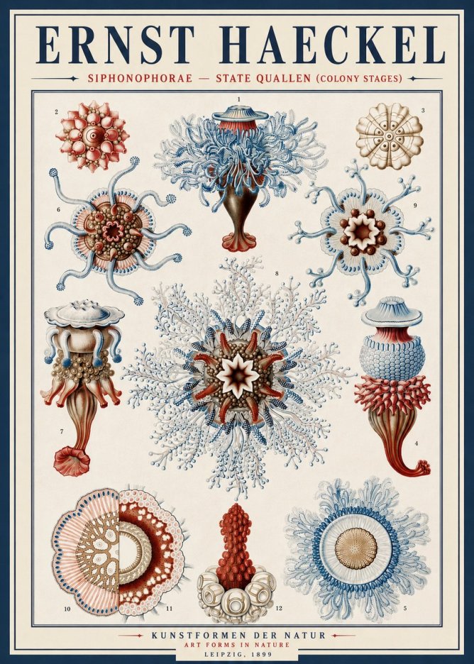 Ernst Haeckel Siphonophorae - State Quallen (Colony Stages) No4 - Poster